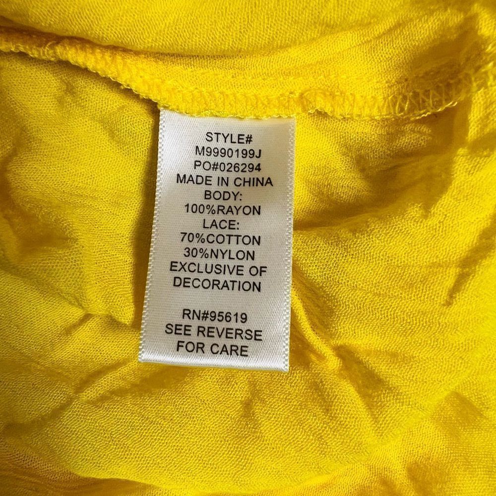 John Paul Richard Premium Women's Crepon Crochet Peasant Blouse Yellow XL. Nwt - Picture 11 of 11